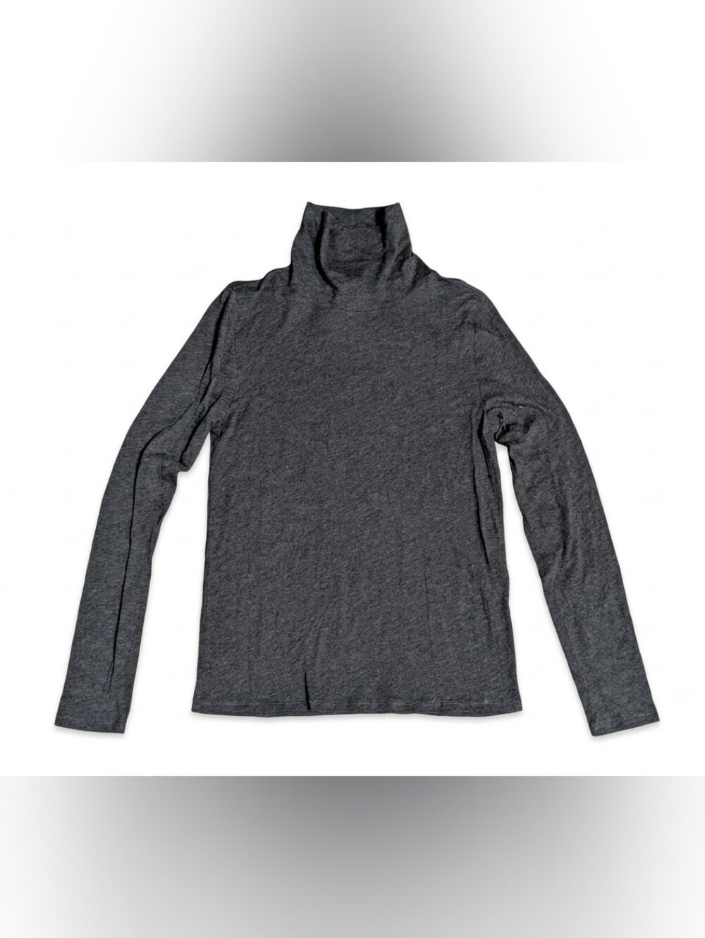 Eileen Fisher New XS Organic Cotton Turtleneck Charcoal Gray Heather Top Chic